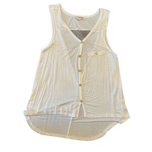 Zenana Outfitters Ivory Cream Flowy Sleeveless Top Sheer Cutout Back Size S